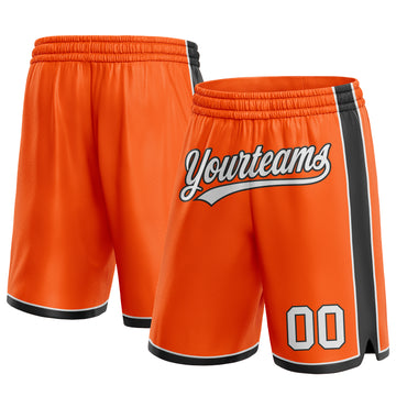 Custom Orange White-Black Authentic Basketball Shorts