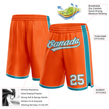 Custom Orange White-Teal Authentic Basketball Shorts