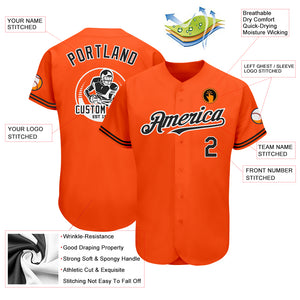 Custom Orange Black-White Authentic Baseball Jersey