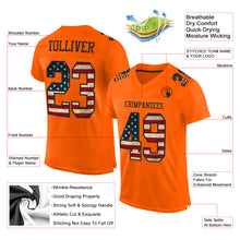 Load image into Gallery viewer, Custom Orange Vintage USA Flag-Black Mesh Authentic Football Jersey
