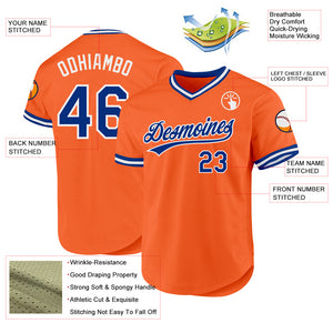 Custom Orange Royal-White Authentic Throwback Baseball Jersey