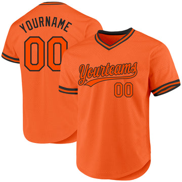 Custom Orange Black Authentic Throwback Baseball Jersey