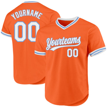 Custom Orange White-Light Blue Authentic Throwback Baseball Jersey