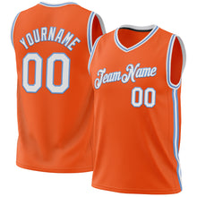 Load image into Gallery viewer, Custom Orange White-Light Blue Authentic Throwback Basketball Jersey
