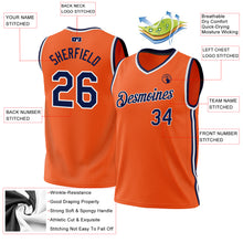 Load image into Gallery viewer, Custom Orange Navy-White Authentic Throwback Basketball Jersey
