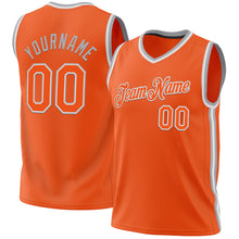 Load image into Gallery viewer, Custom Orange White-Gray Authentic Throwback Basketball Jersey
