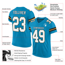 Load image into Gallery viewer, Custom Panther Blue White-Old Gold Mesh Authentic Football Jersey
