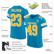 Load image into Gallery viewer, Custom Panther Blue Gold-White Mesh Authentic Football Jersey
