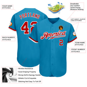 Custom Panther Blue Red-White Authentic Baseball Jersey