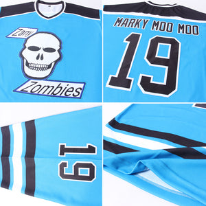 Custom Panther Blue Black-White Hockey Jersey