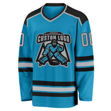 Load image into Gallery viewer, Custom Panther Blue Gray-Black Hockey Jersey
