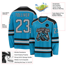 Load image into Gallery viewer, Custom Panther Blue Gray-Black Hockey Jersey
