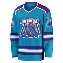 Load image into Gallery viewer, Custom Panther Blue Purple-White Hockey Jersey
