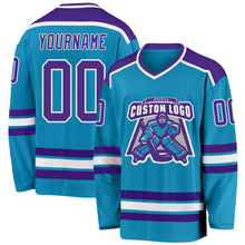 Load image into Gallery viewer, Custom Panther Blue Purple-White Hockey Jersey
