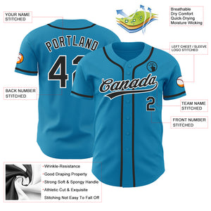 Custom Panther Blue Black-White Authentic Baseball Jersey