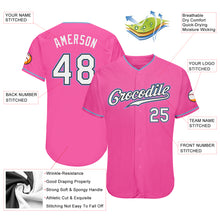 Load image into Gallery viewer, Custom Pink White-Light Blue Authentic Baseball Jersey
