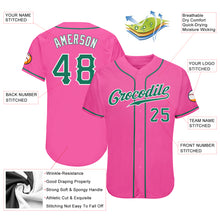 Load image into Gallery viewer, Custom Pink Kelly Green-White Authentic Baseball Jersey

