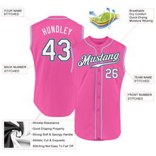 Load image into Gallery viewer, Custom Pink White-Light Blue Authentic Sleeveless Baseball Jersey

