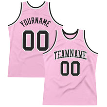 Load image into Gallery viewer, Custom Light Pink Black-White Authentic Throwback Basketball Jersey
