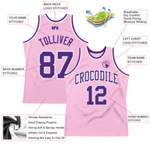 Load image into Gallery viewer, Custom Light Pink Purple-White Authentic Throwback Basketball Jersey
