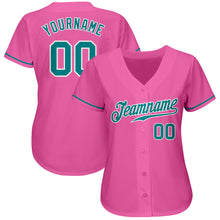Load image into Gallery viewer, Custom Pink Teal-White Authentic Baseball Jersey
