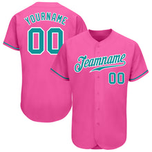 Load image into Gallery viewer, Custom Pink Teal-White Authentic Baseball Jersey
