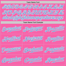 Load image into Gallery viewer, Custom Pink Light Blue-White Authentic Baseball Jersey
