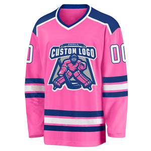 Custom Pink White-Royal Hockey Jersey