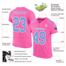 Load image into Gallery viewer, Custom Pink Light Blue-White Mesh Authentic Football Jersey
