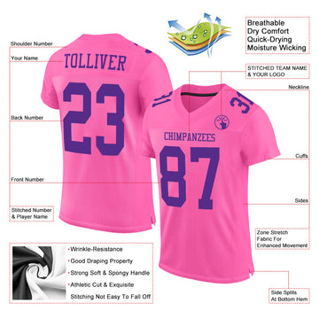 Custom Pink Purple Mesh Authentic Football Jersey