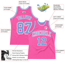 Load image into Gallery viewer, Custom Pink Light Blue-White Authentic Throwback Basketball Jersey
