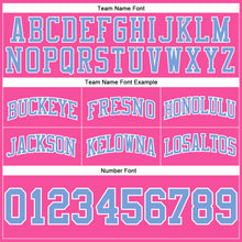 Load image into Gallery viewer, Custom Pink Light Blue-White Authentic Throwback Basketball Shorts
