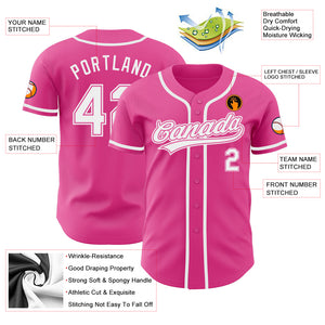 Custom Pink White Authentic Baseball Jersey