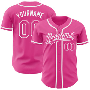 Custom Pink Pink-White Authentic Baseball Jersey