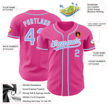 Load image into Gallery viewer, Custom Pink Light Blue-White Authentic Baseball Jersey
