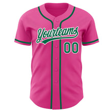 Load image into Gallery viewer, Custom Pink Kelly Green-White Authentic Baseball Jersey
