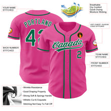 Load image into Gallery viewer, Custom Pink Kelly Green-White Authentic Baseball Jersey
