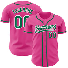 Load image into Gallery viewer, Custom Pink Kelly Green-White Authentic Baseball Jersey
