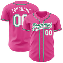 Load image into Gallery viewer, Custom Pink White-Kelly Green Authentic Baseball Jersey
