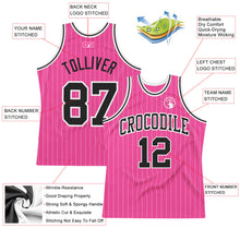 Load image into Gallery viewer, Custom Pink White Pinstripe Black-White Authentic Basketball Jersey
