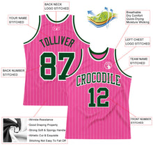 Load image into Gallery viewer, Custom Pink White Pinstripe Green-White Authentic Basketball Jersey

