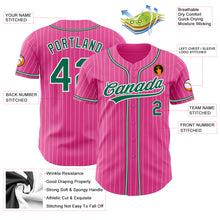 Load image into Gallery viewer, Custom Pink White Pinstripe Kelly Green Authentic Baseball Jersey
