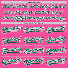 Load image into Gallery viewer, Custom Pink White Pinstripe Kelly Green Authentic Baseball Jersey

