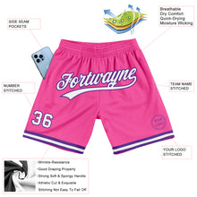 Load image into Gallery viewer, Custom Pink White-Purple Authentic Throwback Basketball Shorts
