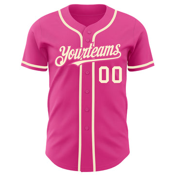 Custom Pink Cream Authentic Baseball Jersey