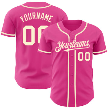 Custom Pink Cream Authentic Baseball Jersey