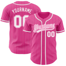 Load image into Gallery viewer, Custom Pink White Pinstripe White Authentic Baseball Jersey
