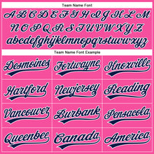 Load image into Gallery viewer, Custom Pink White Pinstripe Navy Authentic Baseball Jersey
