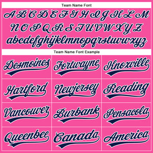 Custom Pink White Pinstripe Navy Authentic Baseball Jersey