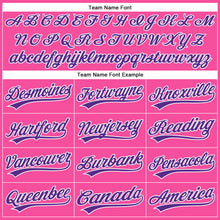Load image into Gallery viewer, Custom Pink White Pinstripe Purple Authentic Baseball Jersey
